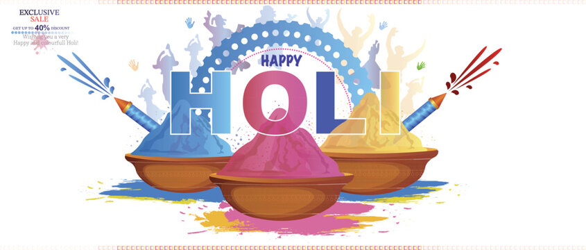 Happy Holi, Creative design for website colourful Yellow, orange, Blue Gradient with hindi text 