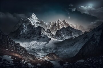 Obraz premium Himalayan mountainous landscape. Beautiful fresh panorama.