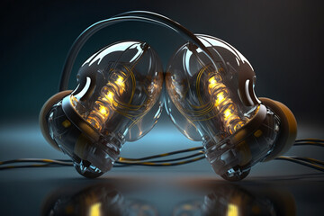 Generative ai futuristic earphones 3D illustration render
