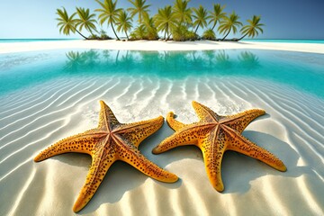 Obraz na płótnie Canvas Starfish on summer beach sun day, Generative AI