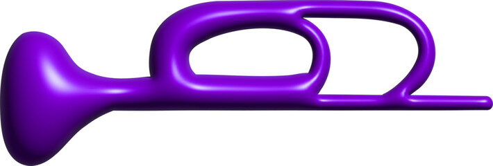 3d purple musical trumpet