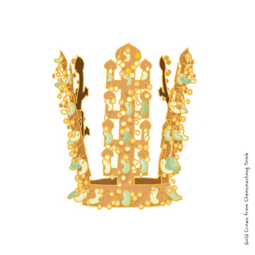 This illustration is the 'Gold Crown from Cheonmachong Tomb', a relic of Silla found in Gyeongju, Korea.