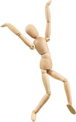 Wooden Mannequin Dummy Celebrating - Isolated