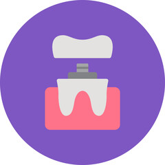 Dental Crown Multicolor Circle Flat Icon