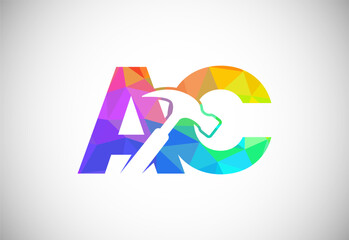 Initial Letter A C Low Poly Logo Design Vector Template. Graphic Alphabet Symbol For Corporate Business Identity