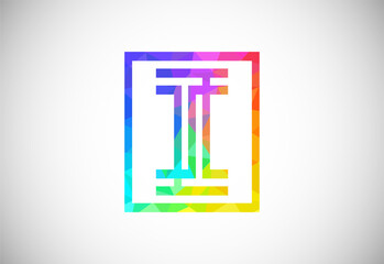 Low poly line letter I. Graphic alphabet symbol for corporate business identity