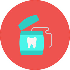 Dental Floss Multicolor Circle Flat Icon
