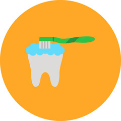 Teeth Brushing Multicolor Circle Flat Icon