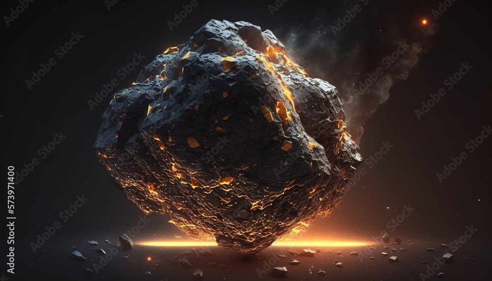 Poster a large rock with a lot of rocks around it and a bright light coming from it octane renderer a 3d re