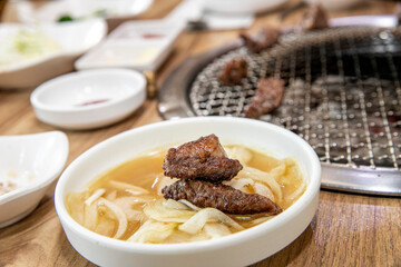 onions pickled in vinegar and South Korea bbq