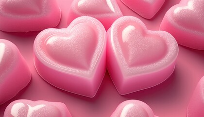 Obraz premium Two Sweet Love Candy Heart Shaped Gummy. Generative AI.