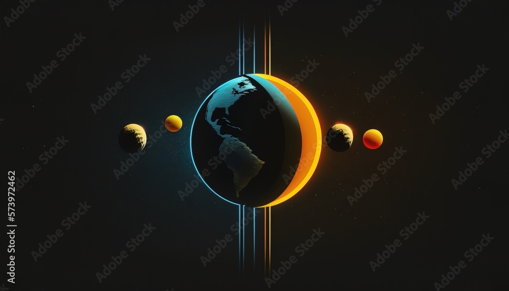 Aufkleber a solar system with a planet and eight planets in the background with a black background planets a 3