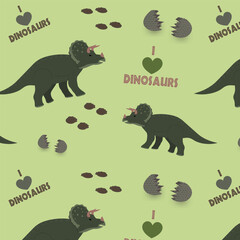 I love dinosaurs pattern with triceratops