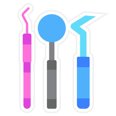 Dentist Tools Sticker Icon