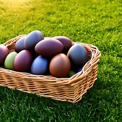 Easter eggs in a tatch basket - IA generativa