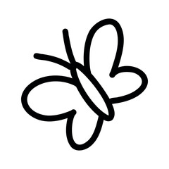 Butterfly doodle black outline on a white background. Forest animal character. Vector illustration