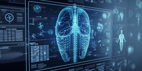 digital heathcare on modern virtual screen, 3d world medical technology, ultra wide illustration