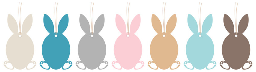 Set Sieben Hängende Anhänger Haseneier Füße Retro