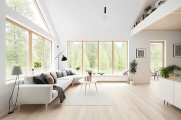 Modern interior. scandinavian style, Generative AI - obrazy, fototapety, plakaty