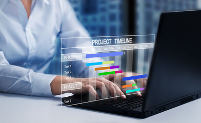 Project management timeline, schedule, tag cloud concept. Business, Technology, Internet and network concept