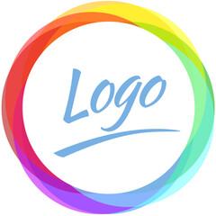 Colorful circular logo or frame. EPS vector illustration. Transparent background. 