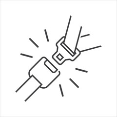 Car safety belt linear icon. Seat belt line icon. Safety belt icon. Fasten seat belt icon. Vector illustration