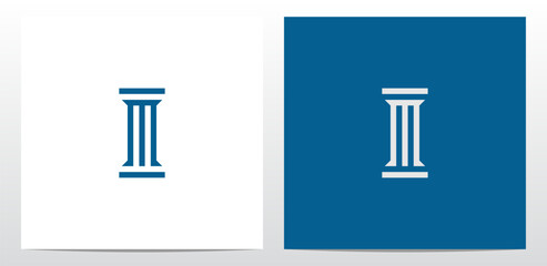 Slim Pillar Letter Logo Design M