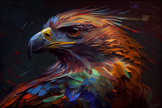 Palette knife painting of a hawk generative ai