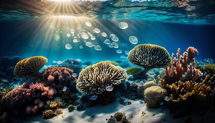 Amazingly Beautiful Underwater Colorful Corals - Generative AI