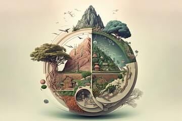 Surreal fantasy earth, sustainability, climate change, environment