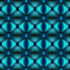 Seamless neon blue optical illusion woven pattern vector