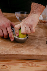 cook survives lemon juice on wooden table
