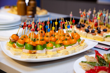 buffet table with snacks for guests