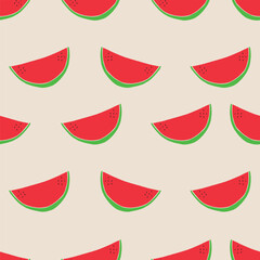 WATERMELON FRUIT SLICE SEAMLESS PATTERN ALL OVER PRINT VECTOR