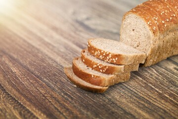 Fresh home baked bread Slices on desk