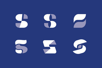 Blue Background with White Letter S Logos Set