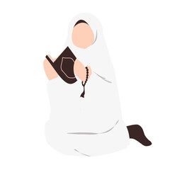 Pilgrim Hajj Illustration. Eid Al Adha Character. Muslim character. 