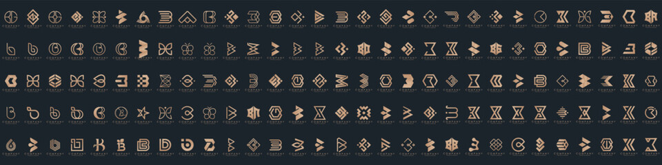 abstract letter B logo icon set. design for business of luxury, elegant, simple.