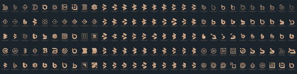 abstract letter B logo icon set. design for business of luxury, elegant, simple.