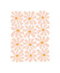 Groovy daisy flowers pattern. Minimalistic illustration of chamomile flowers in trendy Matisse style. Botanical abstract art poster.
