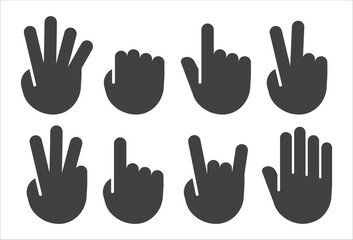 Hand gestures icon set. Hand geometric style icon. Hand sign language icon. Vector illustration
