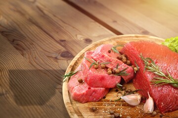 Pork tasty fresh raw Meat on desk