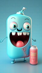 3D Cute Cartoon Soda Character. AI generative.