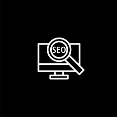 Seo shopping bags line icon  isolated on black background.