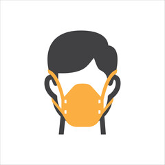 Construction worker icon. Safety man icon. Safety mask icon. Vector illustration