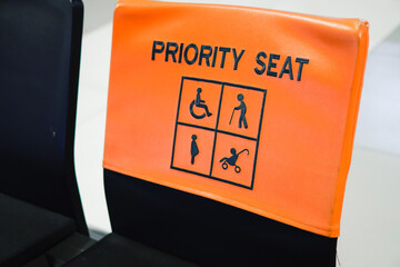 Priority seats at the airport. Priority seats for persons with disabilities, pregnant women,...