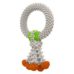 Crocheted garlands of white Thai flowers (Phuang Malai) in 3D rendering.