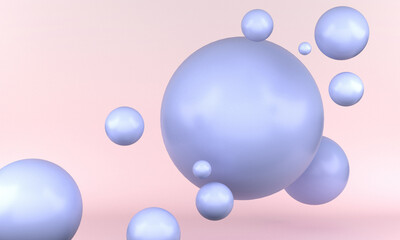 Abstract background with blue balloons, 3d rendering