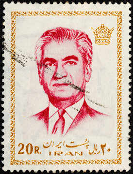 IRAN - CIRCA 1972: A Stamp Featuring Mohammad Reza Pahlavi, The Last Shah Before The 1979 Iranian Revolution.