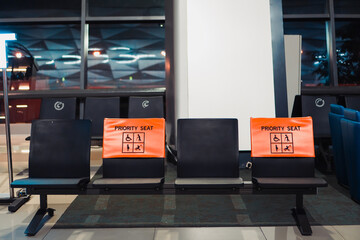 Priority seats at the airport. Priority seats for persons with disabilities, pregnant women,...